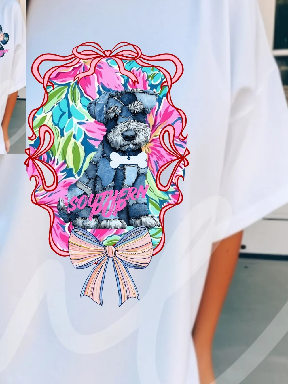Gildan White Tee with Colorful Dog Graphic - Picture 5 of 9